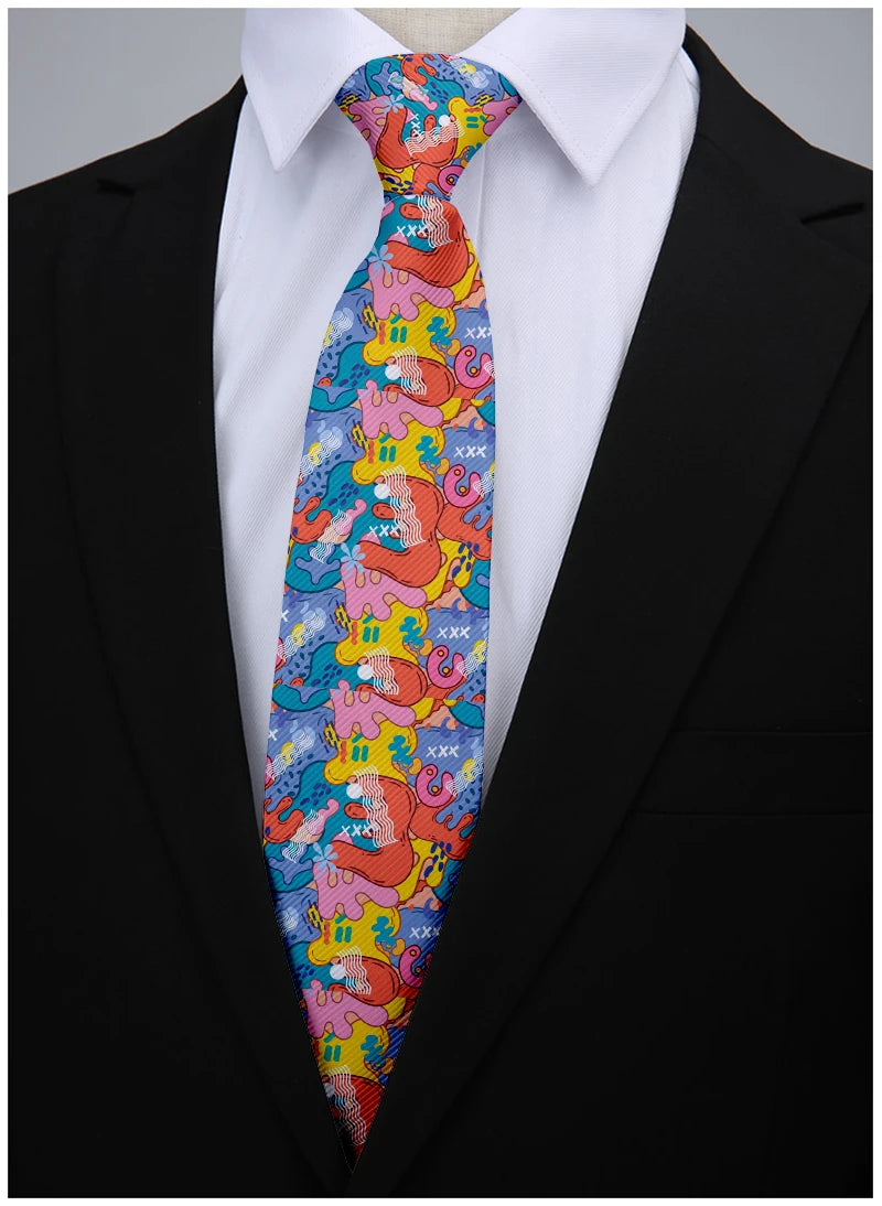 Funny Graffiti Printing Men's Tie Fashion Casual Street Novelty Qme