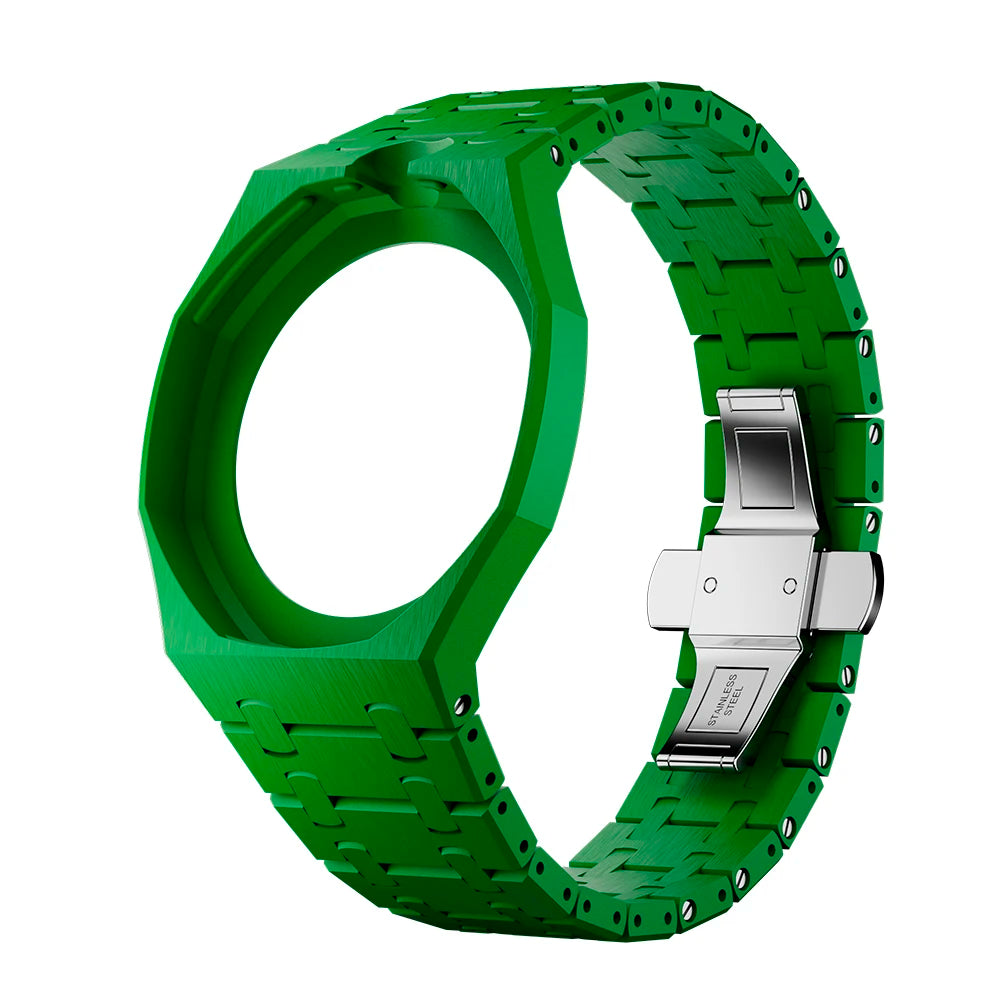 Ceramic Case Mod Kit Compatible with Swatch X AP Royal POP Changer Watch Full Case+Link Bracelet Strap Watch Mod Accessory Qme green