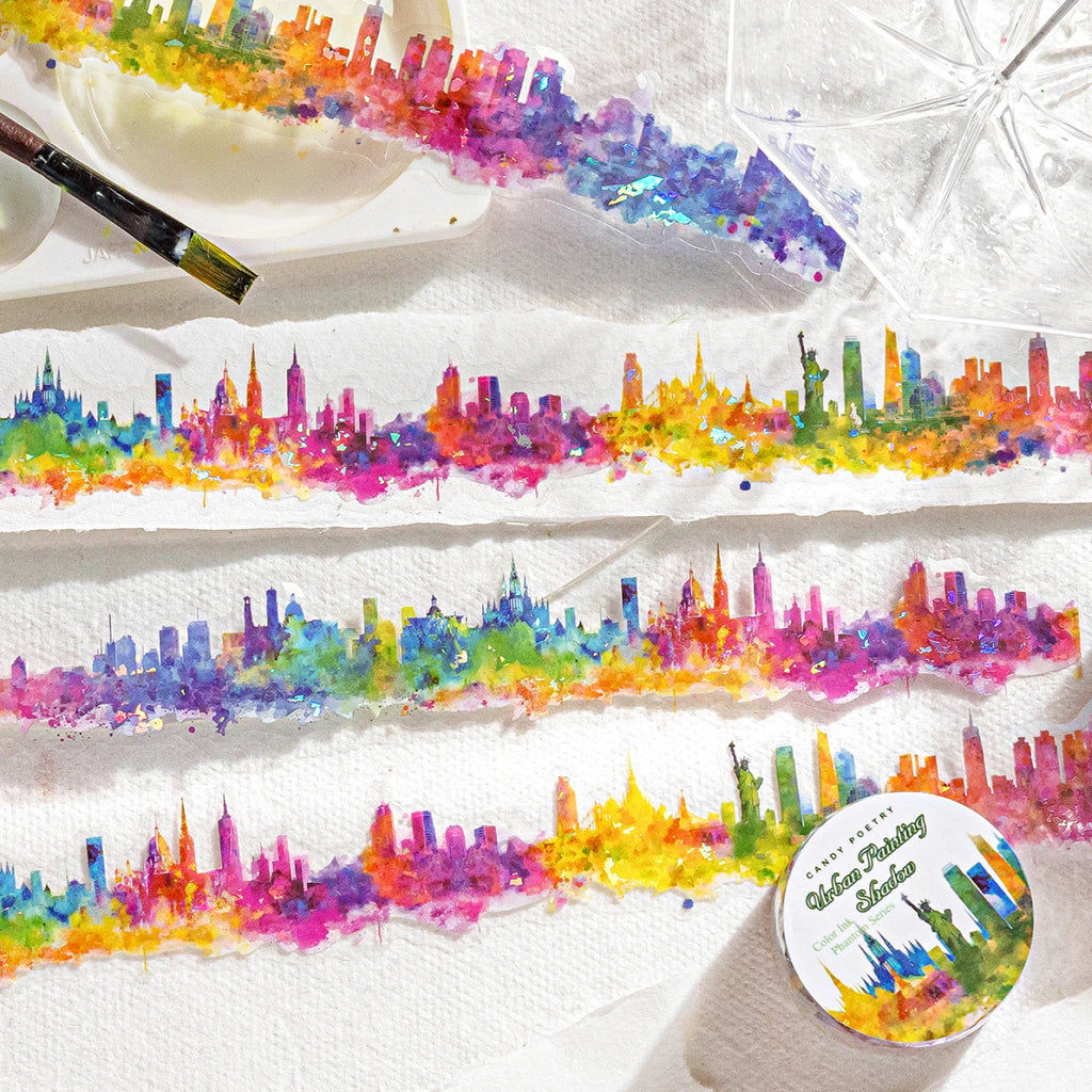 1 Roll Holographic Rainbow Butterfly Floral PET Tape Scrapbooking Journal DIY Supplies for Collage Art Decoration Qme