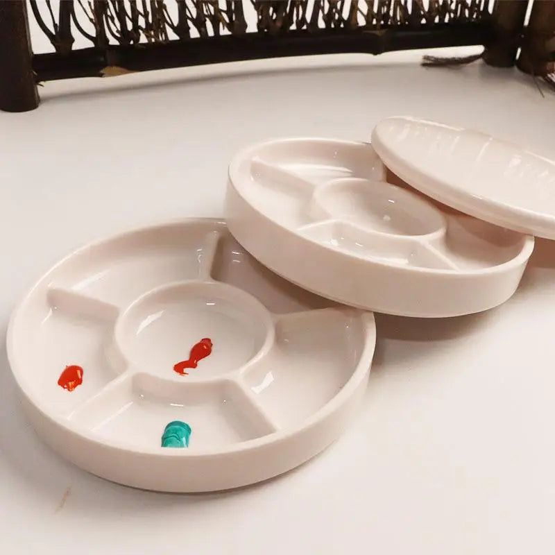 Paint Tray Imitation Porcelain Round Palette Lid Acrylic Watercolor Qme