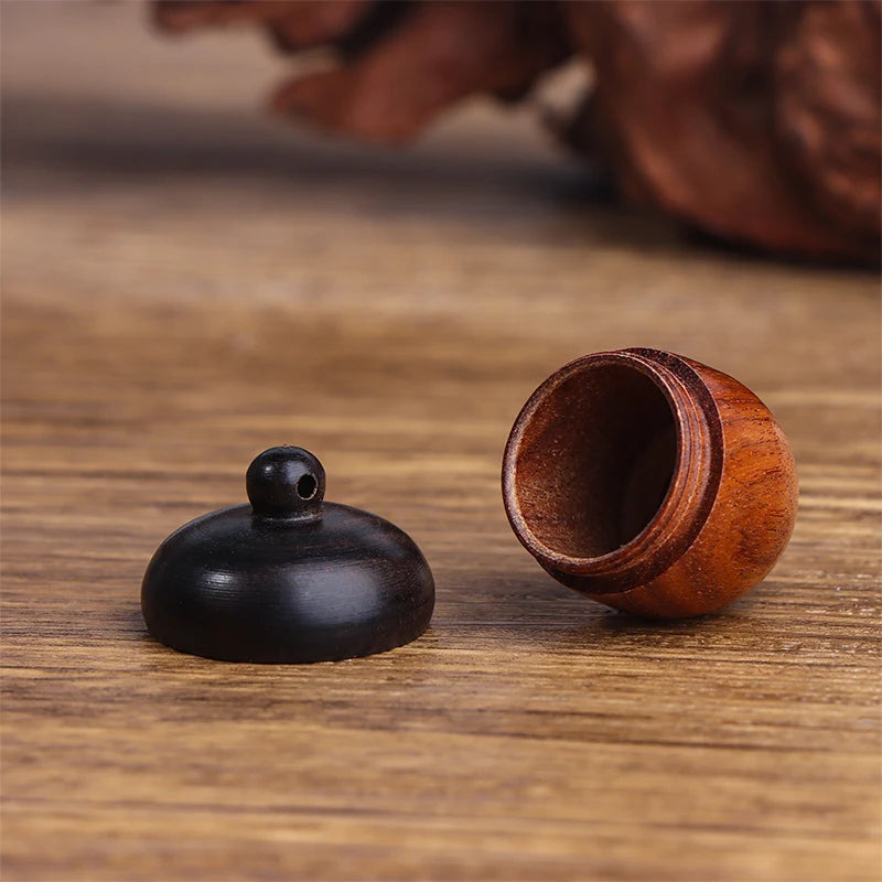 Mini Solid Wood Bottle Holder Pill Case Sandalwood Rescue Container Qme