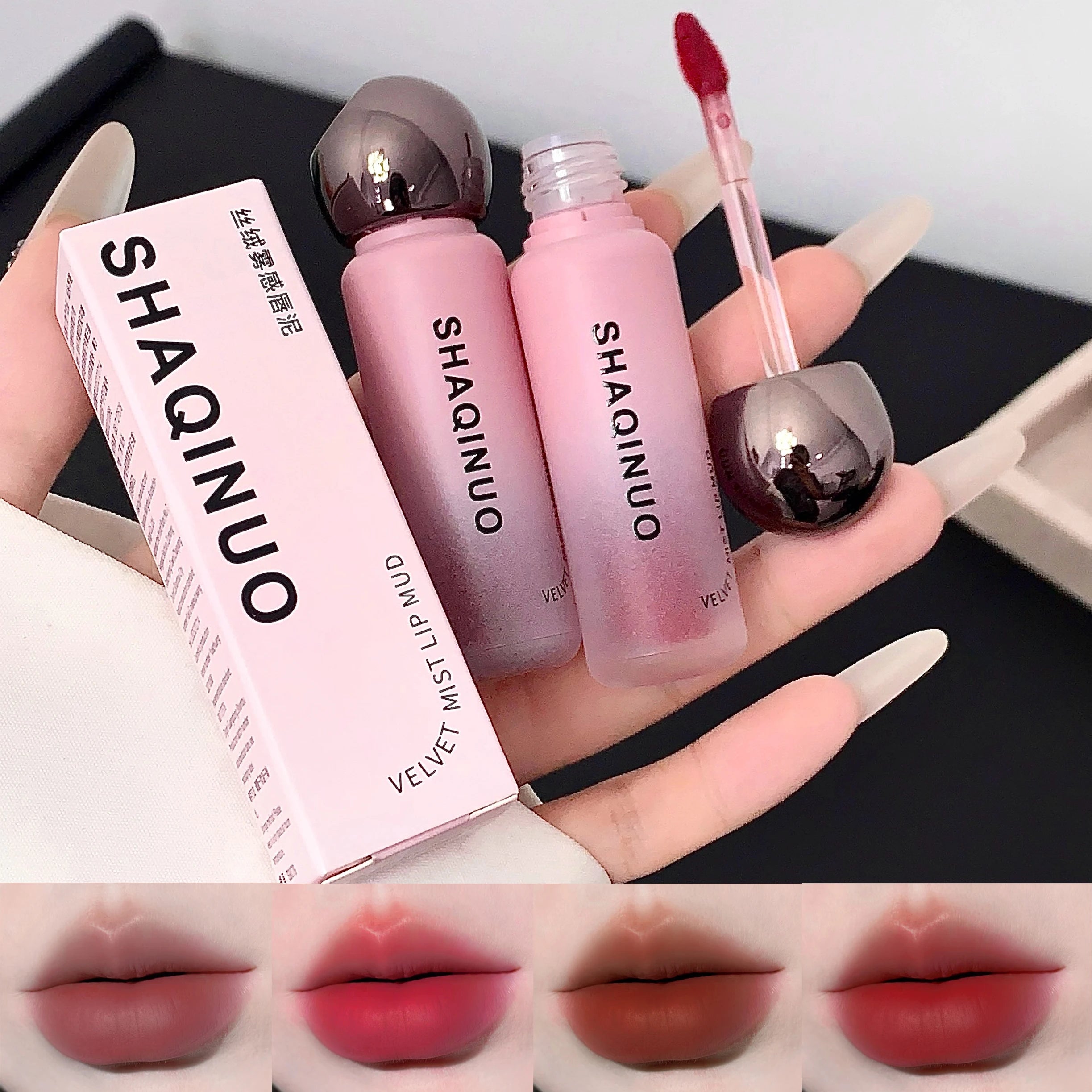 SHAQINUO Velvet Mist Lip Glaze Matte Clay Long-lasting Non-drying Qme