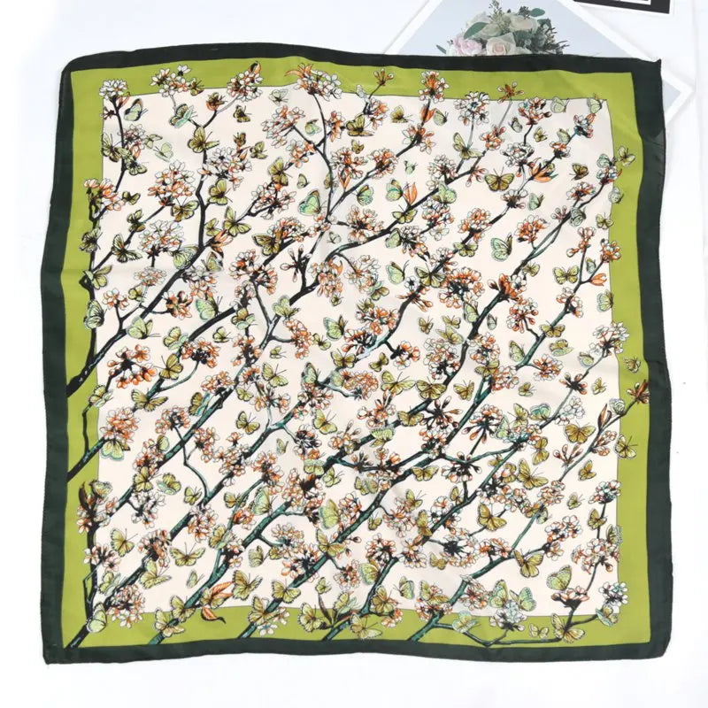 Women Square Scarf Luxury Floral Leopard Print Shawl Hijab Ladies Qme 99011253 70-70cm