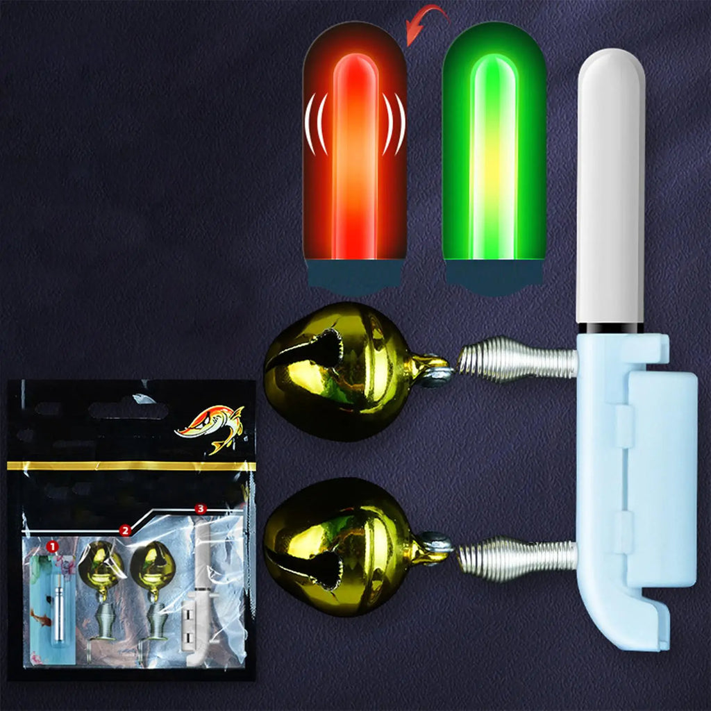 Fishing Rod Light Clip Fishing Light Stick Rod Bell USB Charge Luminous Tackle Night Bright Lamp Fish Bell Alarm Indicator Rings Qme