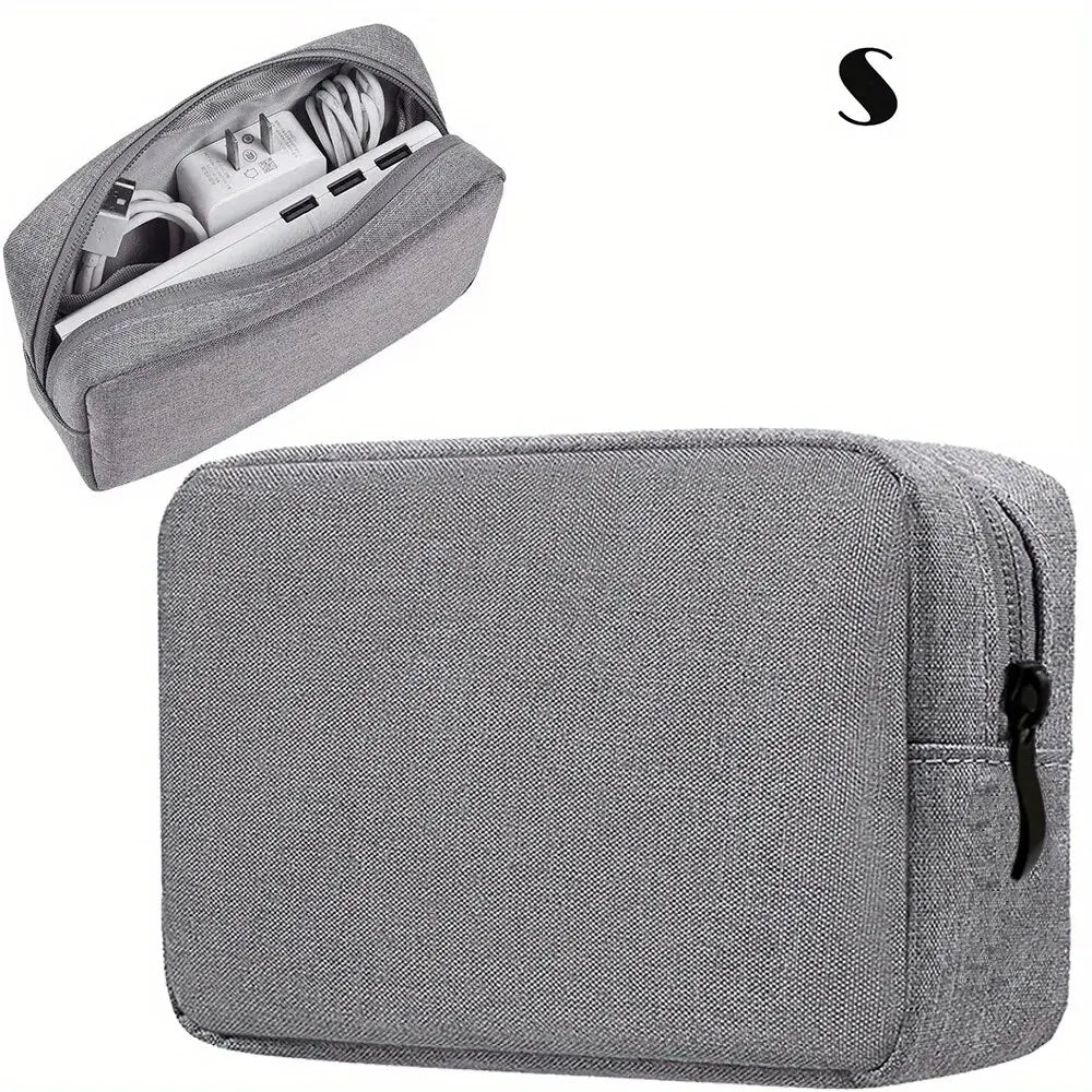 Portable Electronics Storage Pouch Phone Charger Earphone Power Cord Qme grey