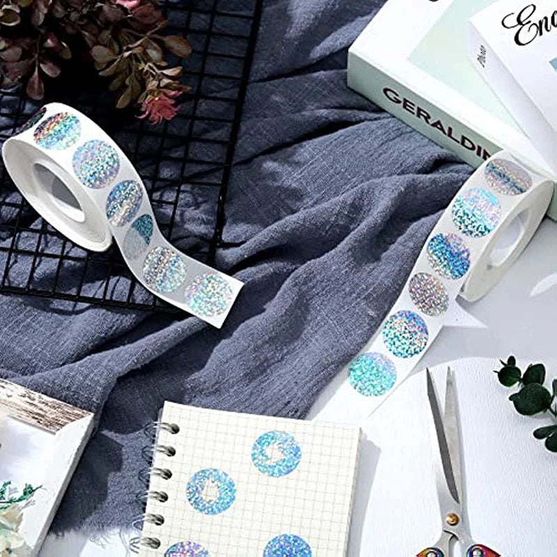 300Pcs 2.5CM Round Laser Off Stickers Surprise Labels Secret Code Cover Sticker Activity Card Self-Adhesive Sticker. Qme