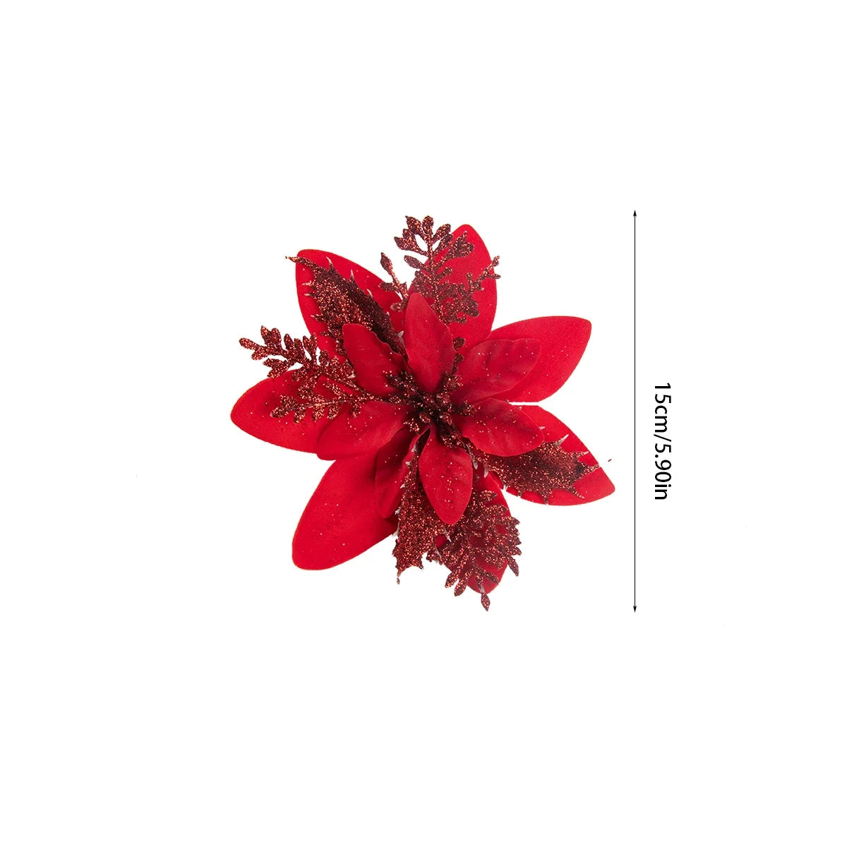 5-20pcs Sparkling Red Golden Silver Poinsettia Artificial Flowers Christmas Tree Ornaments for Xmas New Year party Decoration Qme
