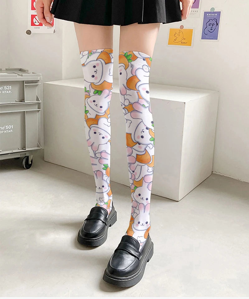 Girls Cute Bunny Stockings Cartoon Two-dimensional Female Universal Qme