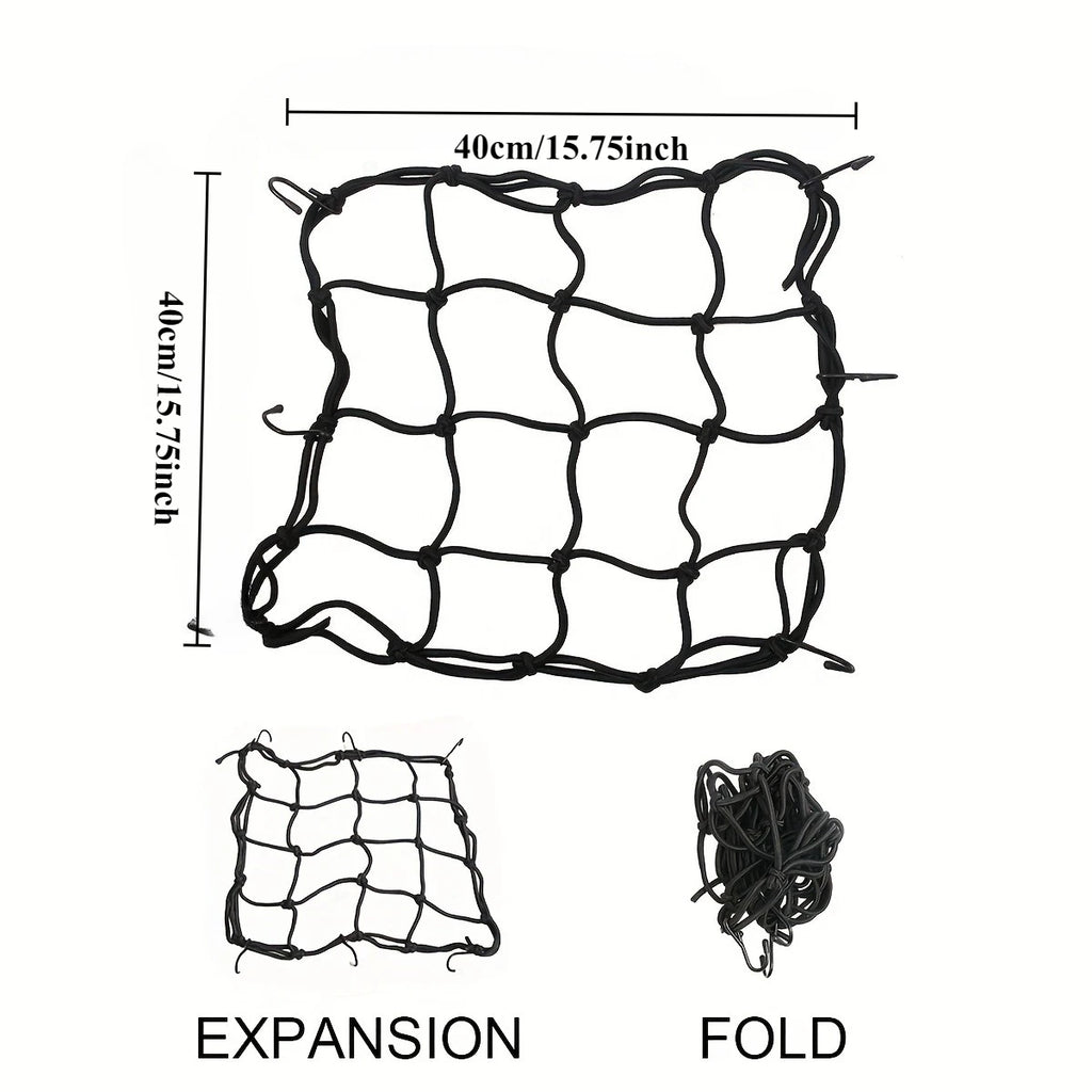 Heavy-Duty Off-road Cargo Net - Elastic Stretch for Secure Luggage Rack, Trunk Organizer, Safety Protective Net Pocket Qme Black