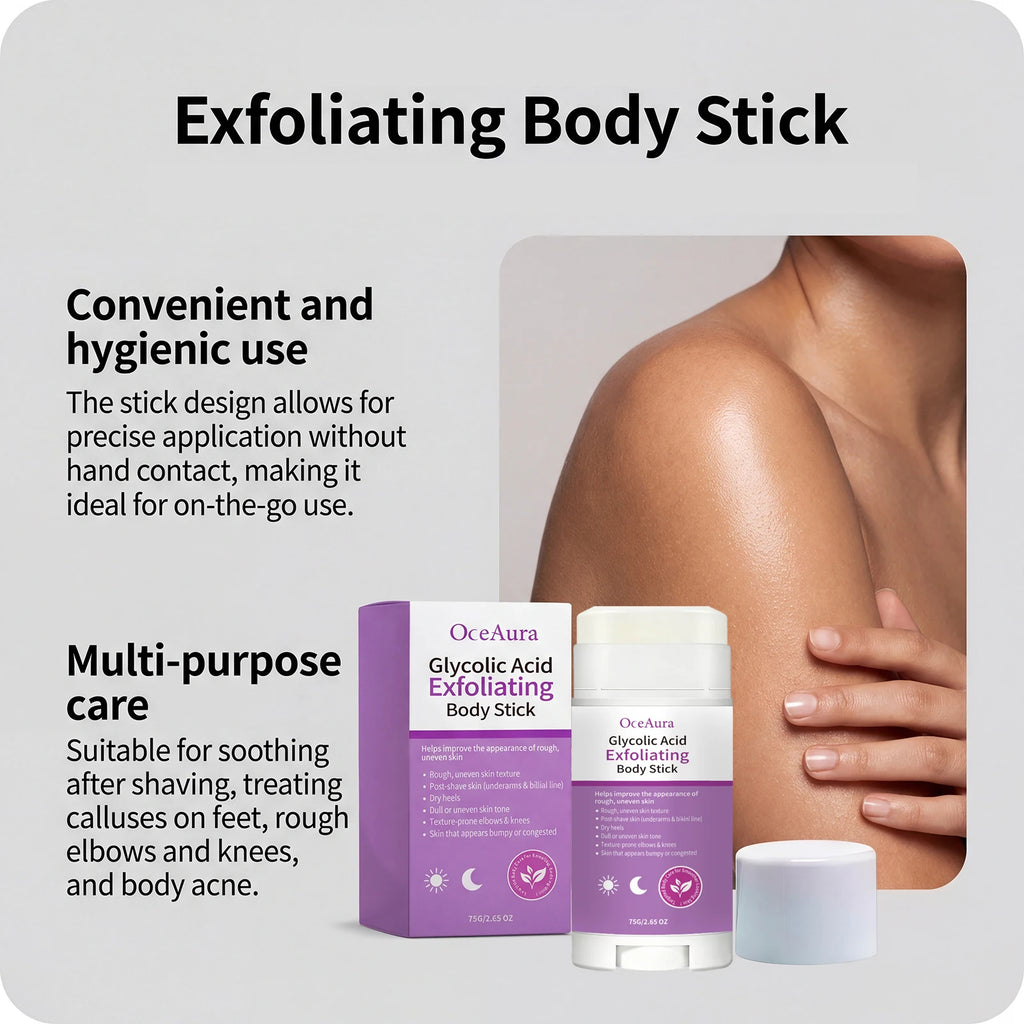 Exfoliating Body Stick Smoothing AHA BHA Shea Butter Moisturizing Skin Softening Body Exfoliator for Dry Skin Dead Skin Remover Qme