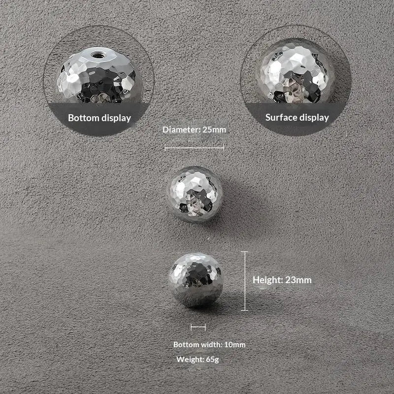 Brass Silver Ball Furniture Pull Handles - Hand-forged Hammer Cabinet Door Drawer Knob Kitchen Wardrobe Cupboard Hardware Qme A4