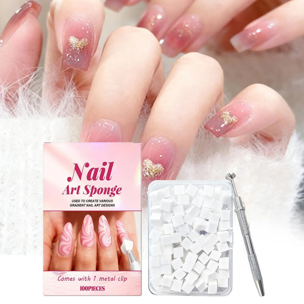 Nail Sponges 100 Pieces Soft Square Professional Beauty Tools with Grabbing Pen Small Nail Sponge for Foot Spa Grooming Party Qme