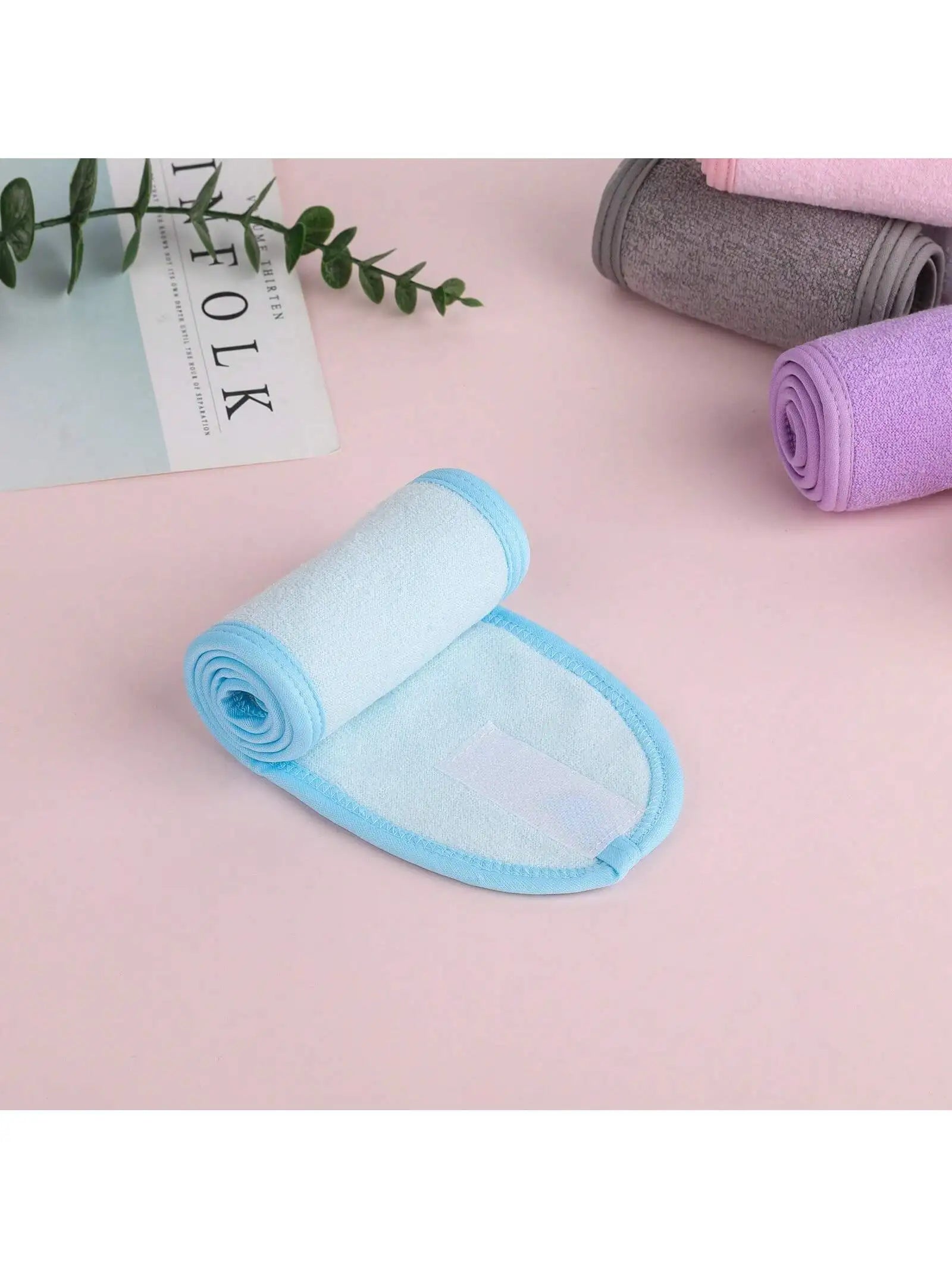 Adjustable Women's Spa Facial Headband Shower Makeup Hair Tie Qme blue