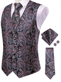 Stylish Color Paisley Waistcoat Set for Men – Single Breasted Vest with Matching Tie Perfect Weddings and Galas Qme HT-MJ-0060 XL