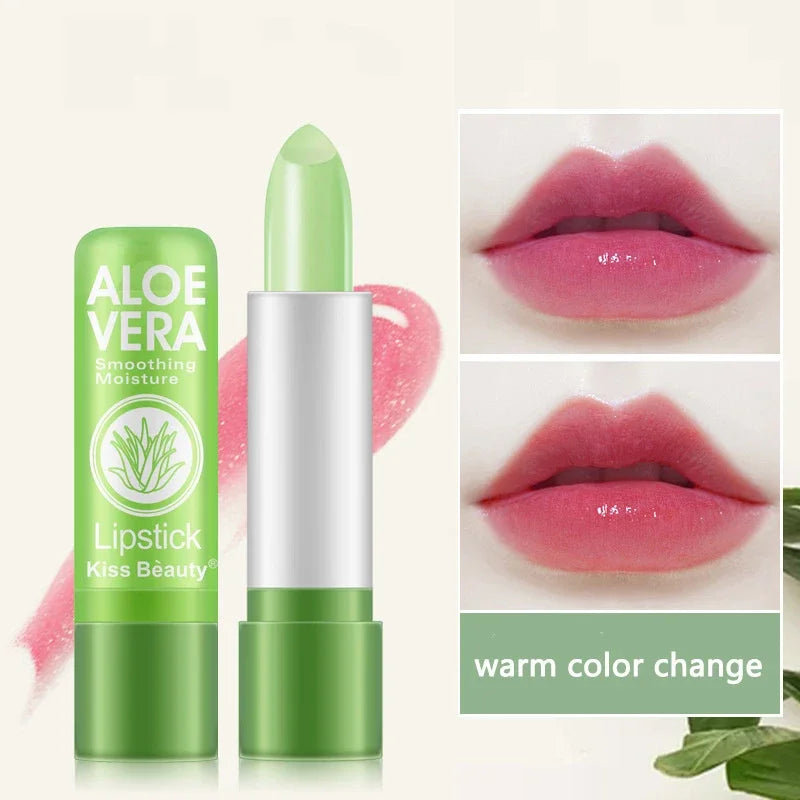 1pcs Aloe Vera Moisturizing Lipstick Lasting Nutritional Repair Lipsticks Anti Drying Color Changing Waterproof Natural Lip Care Qme
