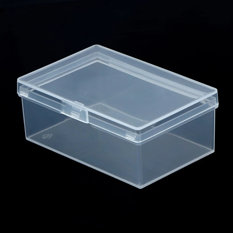 ^1PC Transparent Plastic Box Rectangular Hardware Classification Box With Lid Storage Electronic Parts With Lid Collection Box Qme