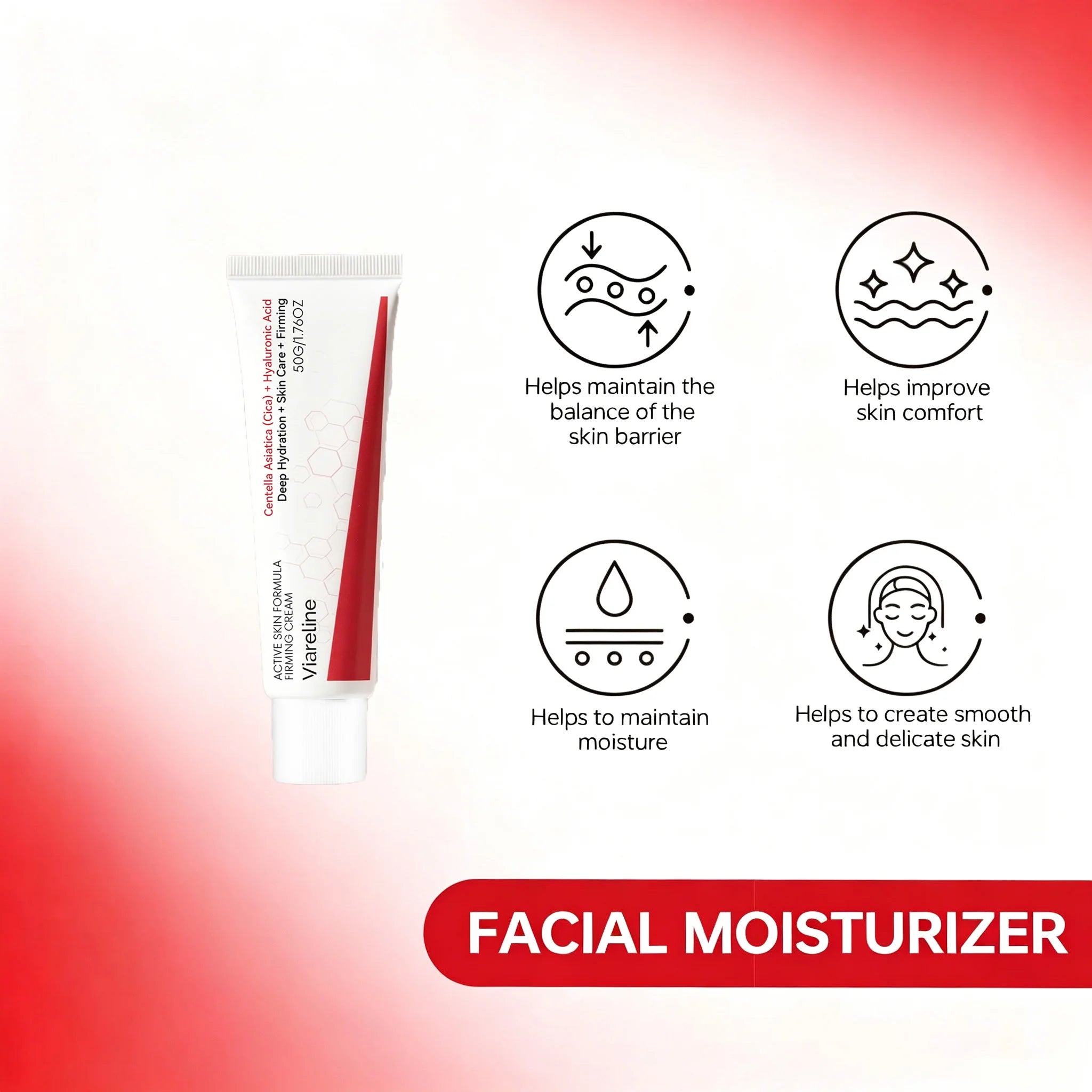 Centella Asiatica Firming Cream Moisturizing Face Cream for Smooth Hydrated & Radiant-Looking Skin Brightening Face Moisturizer Qme