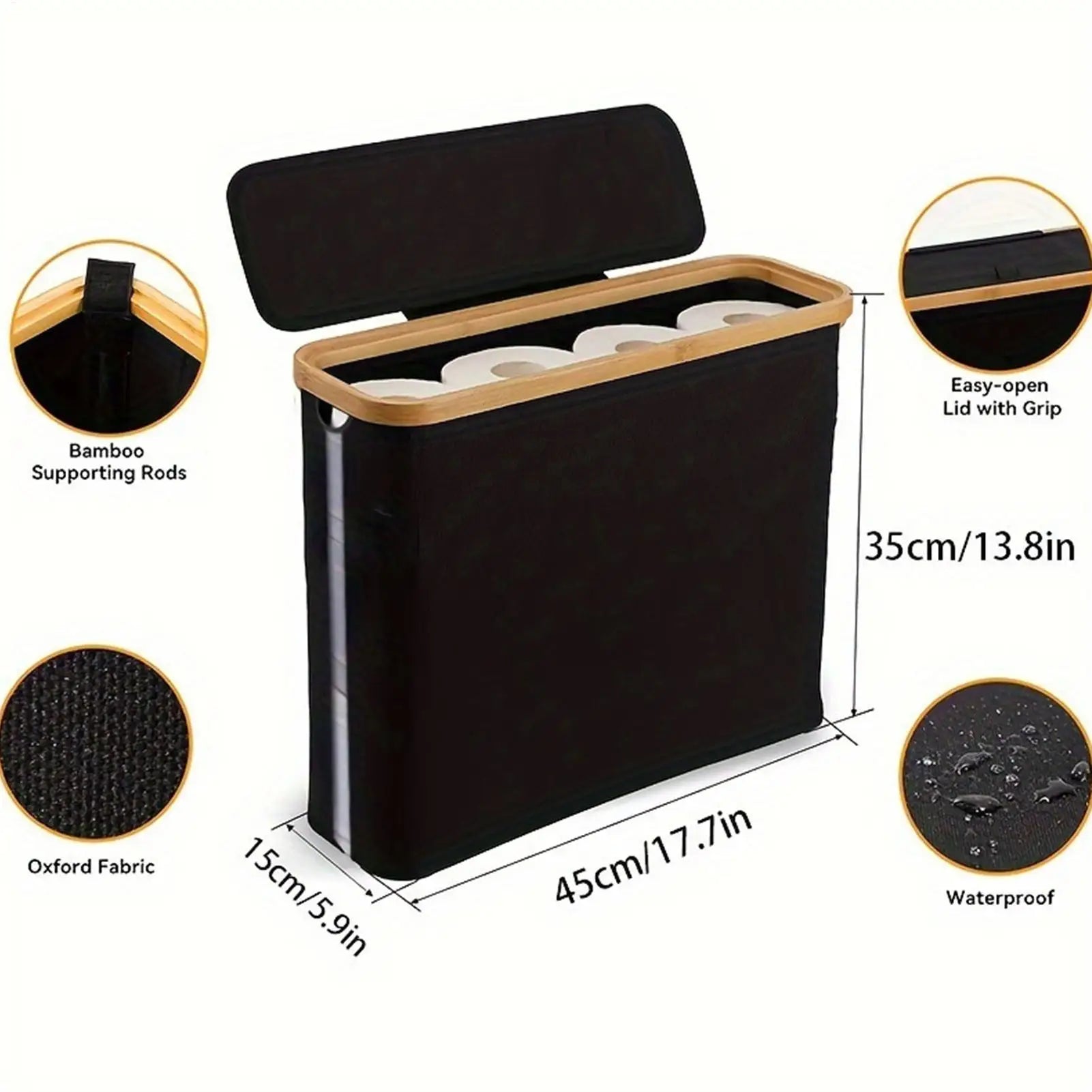 NEW Toilet Paper Basket Free Standing Foldable Organizer Toilet Roll Storage Basket With Lid And Handle For Up To 12 Rolls Home Qme