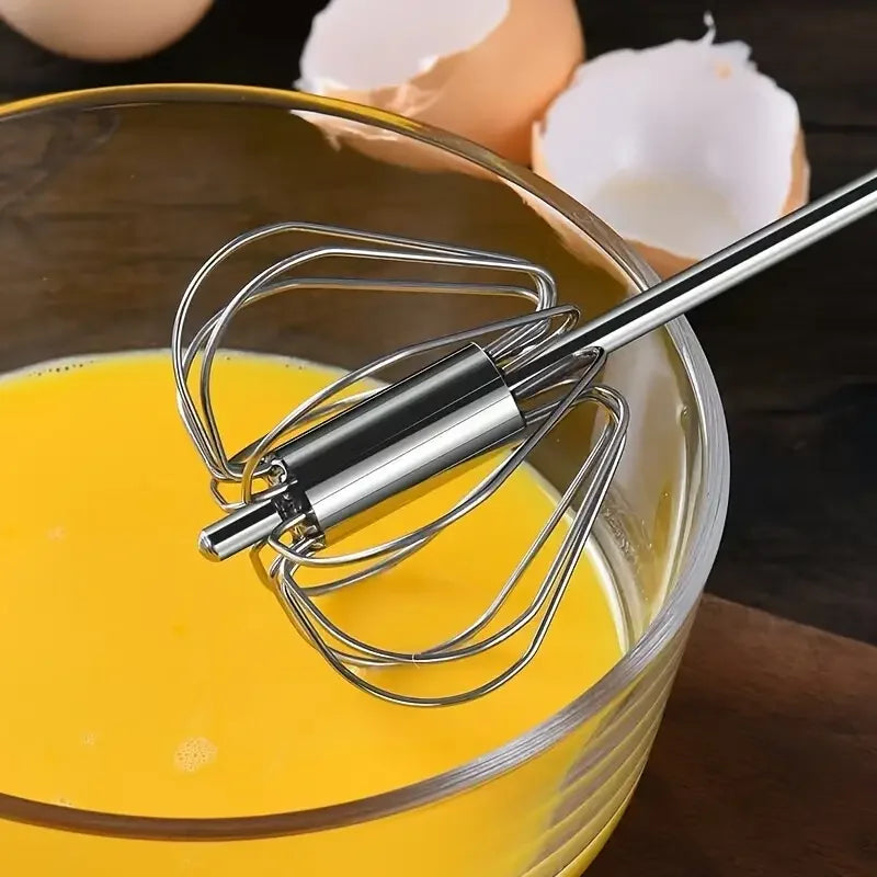 Semi-automatic Egg Beater 304 Stainless Steel Egg Whisk Manual Hand Mixer Self Turning Egg Stirrer Kitchen Accessories Egg Tools Qme