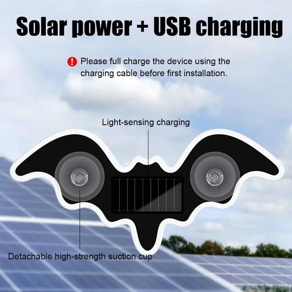 Solar Powered Car LED Ambient Light Cute Bat Shaped Suction Cup Qme