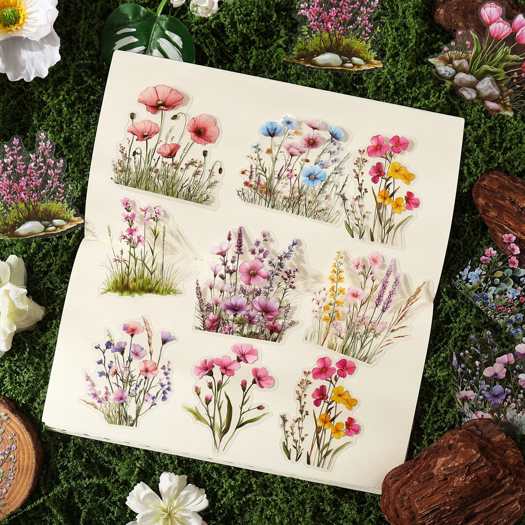 40/240 pcs Vibrant Creative flower plant Stickers hand tent DIY Stick Labels Scrapbooking Material Junk Journal Supplies Qme