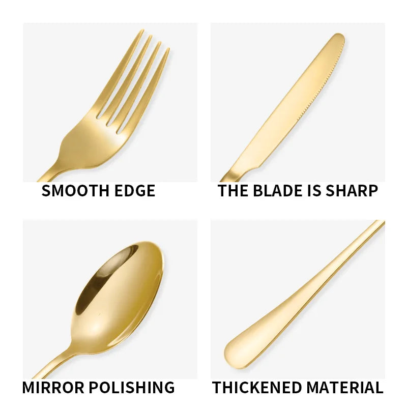 24-Piece Stainless Steel Tableware Set,Western Cutlery Steak Knife Fork Spoon, Gift Box Set for Home Restaurant Wedding Gift Qme