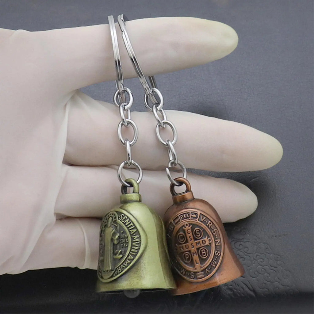1PCS Motorcycle Bell Good Luck Jesus Bell Creative Motorcycle Bell Accessories For Good Luck Retro Riding Luck Key Chain Bell Qme