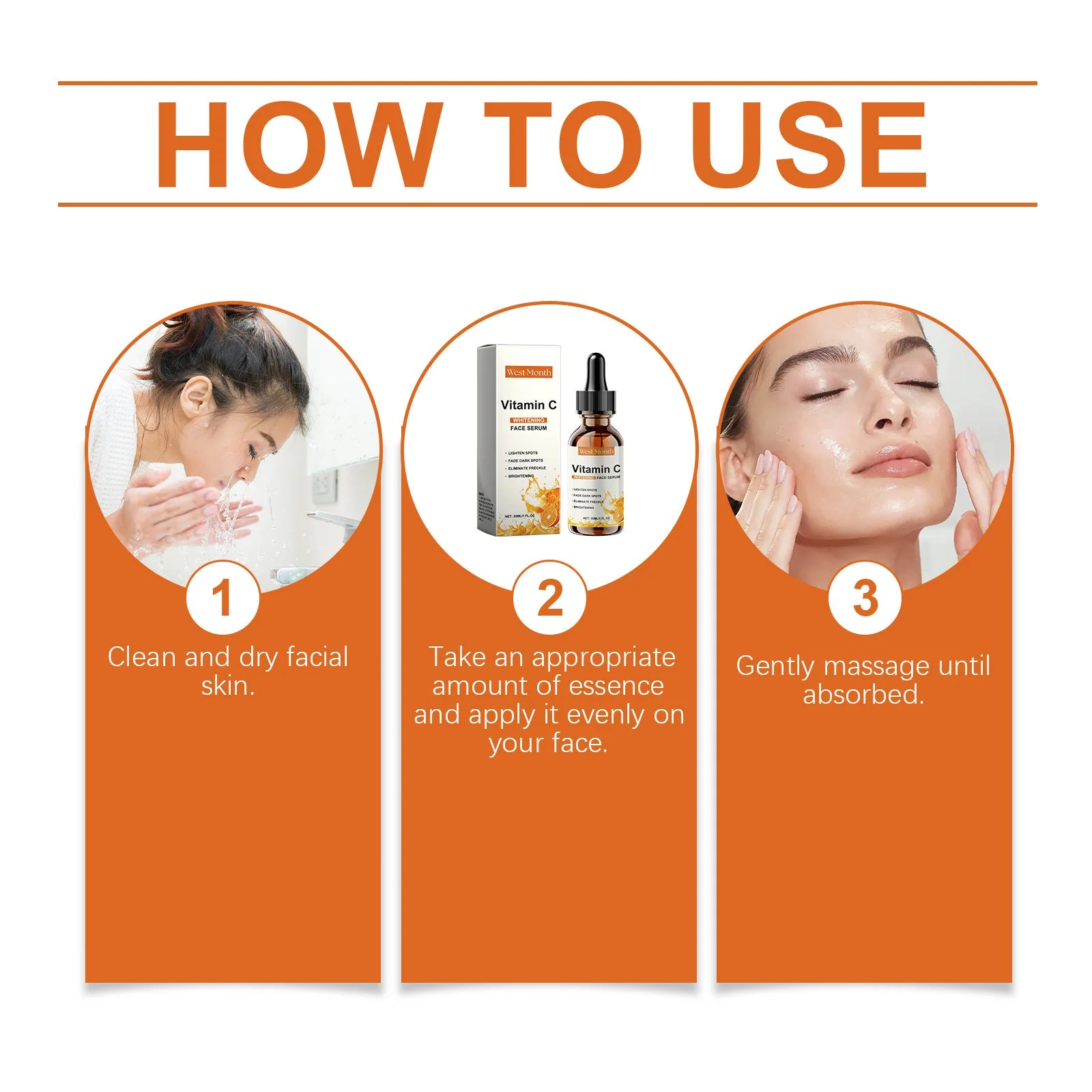 Vitamin C Whitening Serum Remove Freckles Dark Spots Face Essence Fade Melasma Melanin Brighten Repair Dull Skin Care Cosmetics Qme