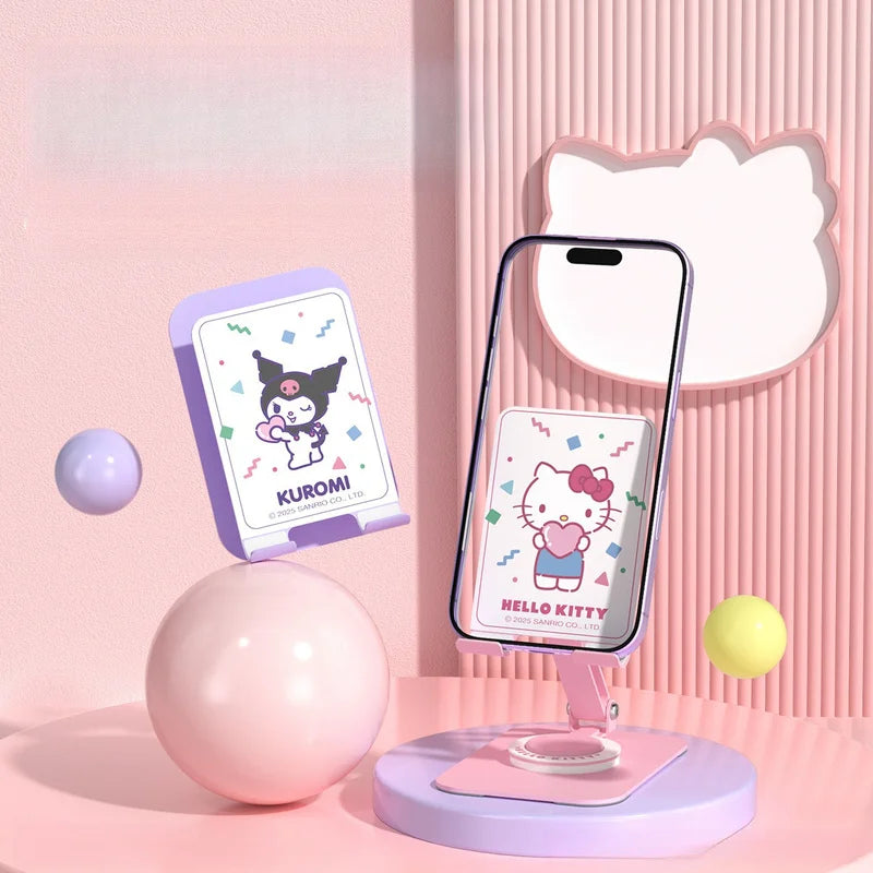 Hello Kitty Kuromi Metal Telescopic Phone Stand Desktop Hands-Free Stand Rotating Multifunctional Phone and Tablet Stand Qme