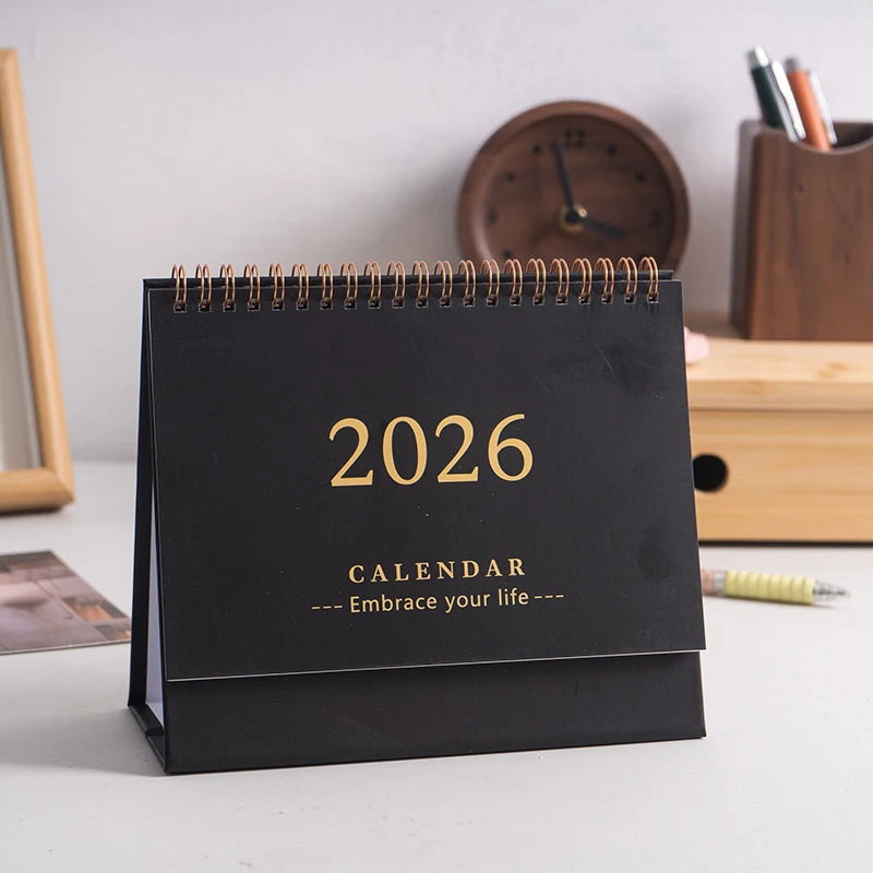 2026 Mini Desk Calendar Simple Creative Desktop Ornaments Calendar Plan Punch Card Calendar Notepad Calendar Anniversary Gift Qme Black