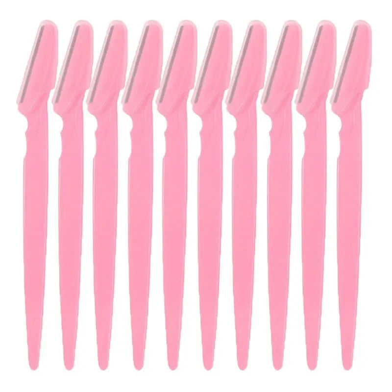 Eyebrow Trimmer Eyebrow Razor Safety Face Shaver Eye Brow Shaper Portable Blades Hair Removal Cutters for Woman Cosmetic Tools Qme 10Pcs Pink