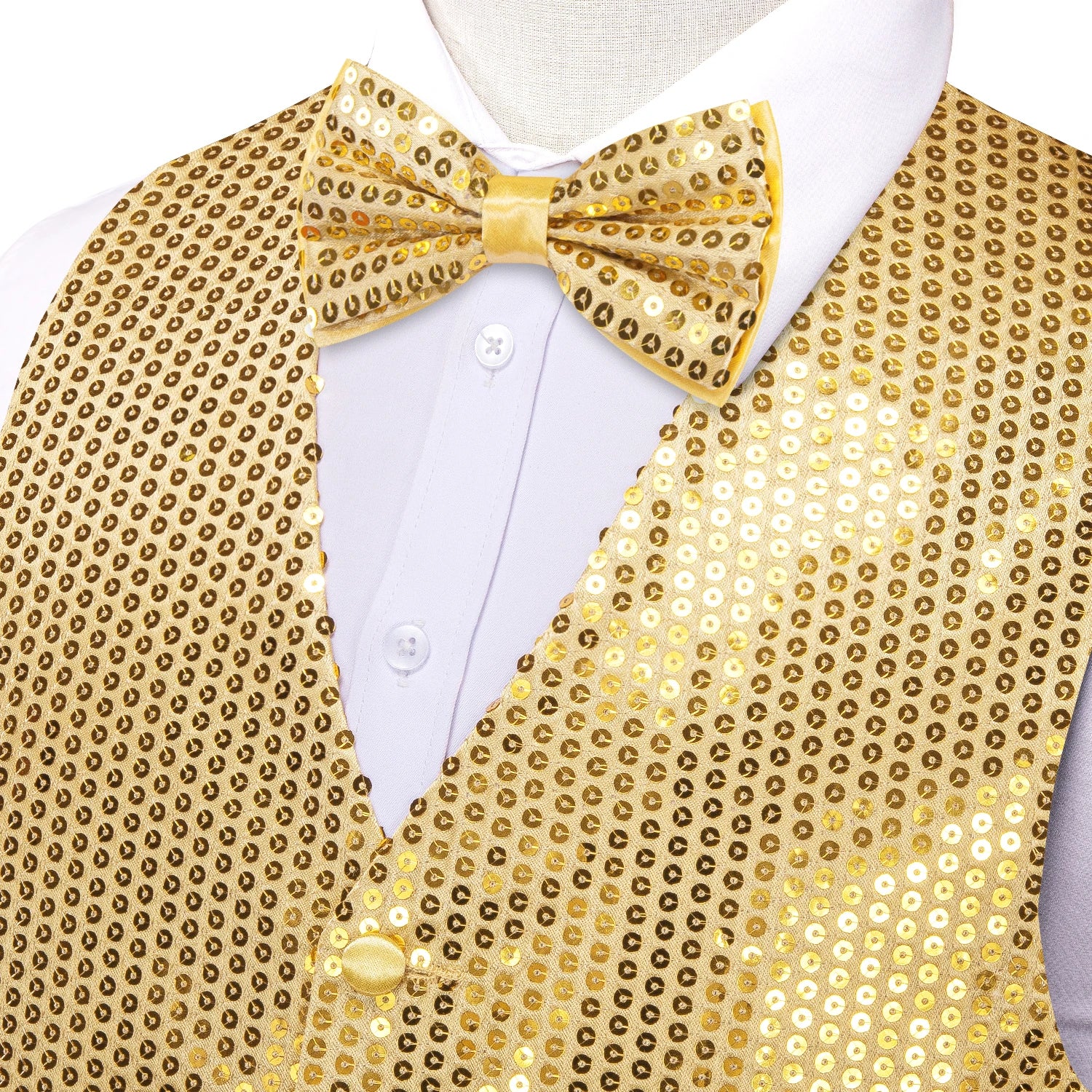 Elegant Sparkling Sequin Vest & Bow Tie Set – 3 Bold Color Choices for Party, Disco, Stage Wedding Guest Outfits Qme
