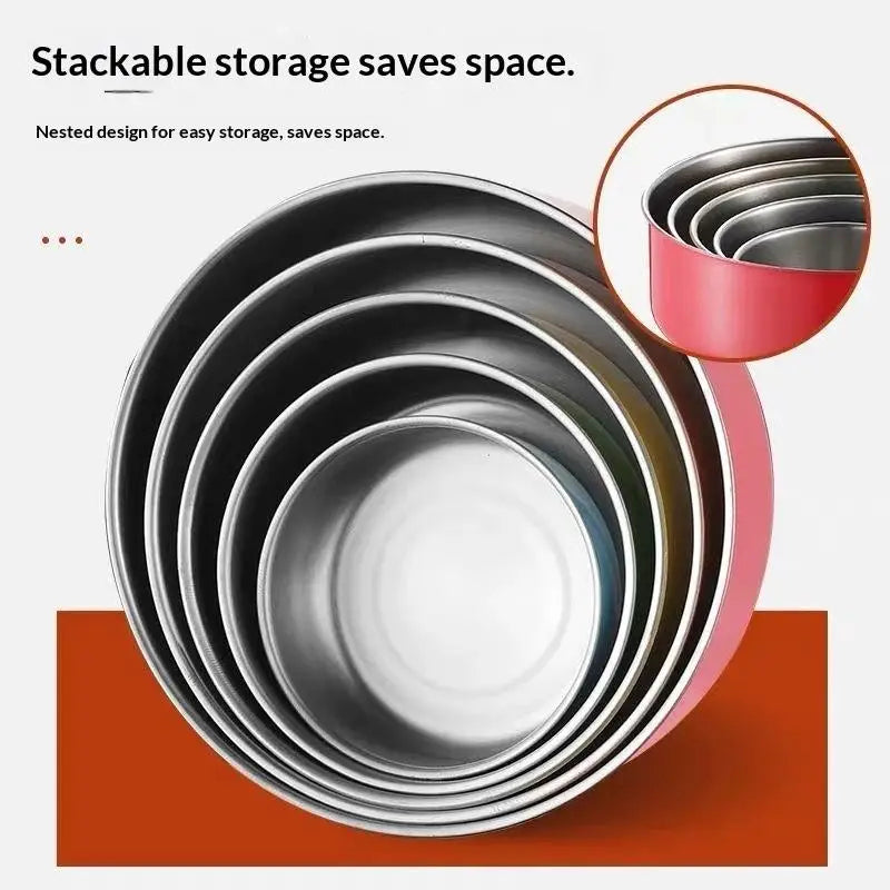 Kitchen Bakingcolorful Stainless Steel Mixing Bowls Lids Stackable Qme