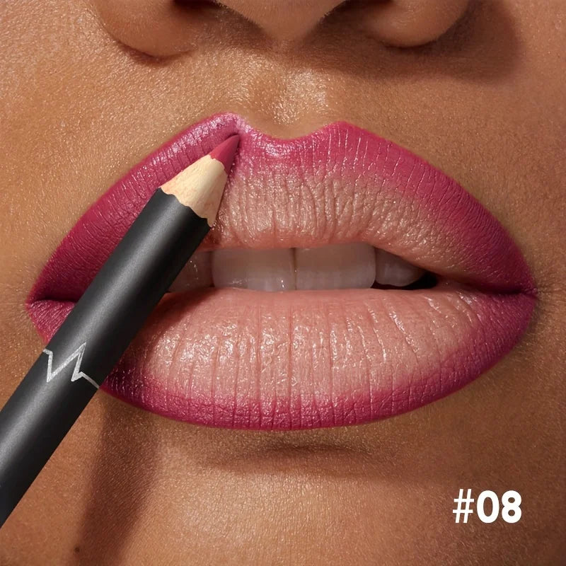 Waterproof Matte Lipliner Pencil Red Contour Tint Lipstick Long Qme 08