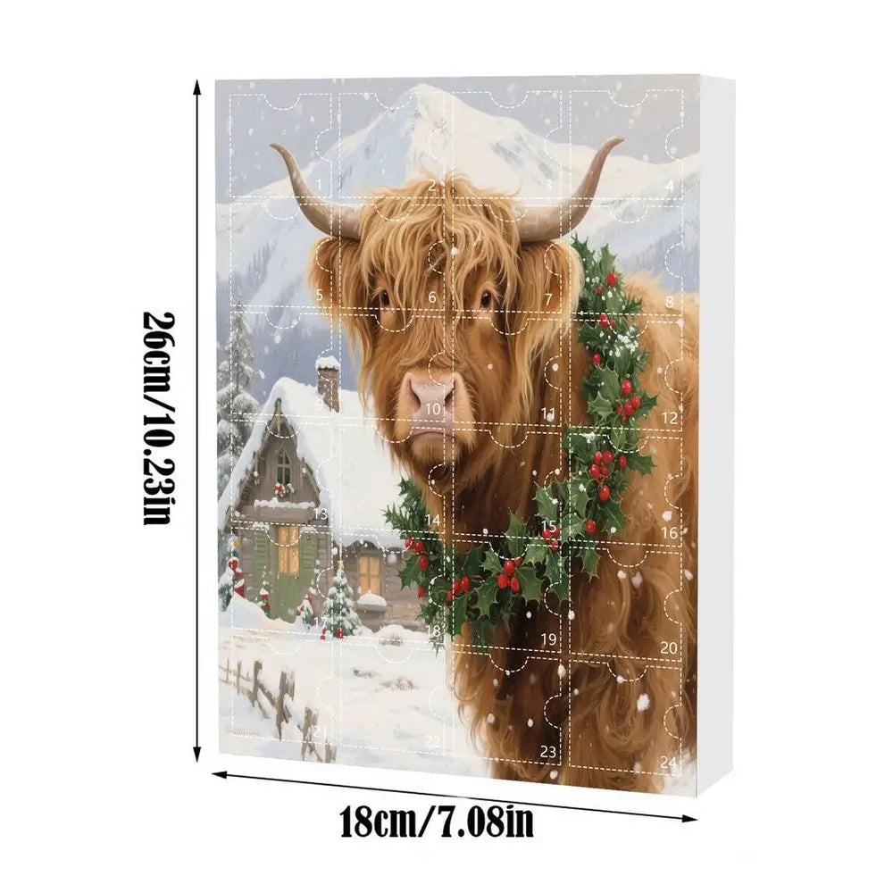 Christmas Highland Cow Calendar Advent 24 Days Ornaments Countdown 2D Qme C China Mainland 24PCS