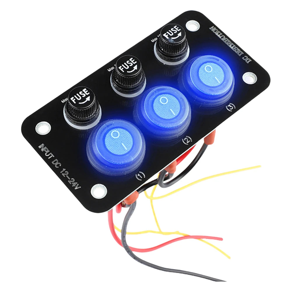 LED Marine Boat Rocker Switch Panel 12V-24V Toggle Switch Panel Light 10A Fuse Blade for Boat Truck Trailer Camper Caravan RV Qme