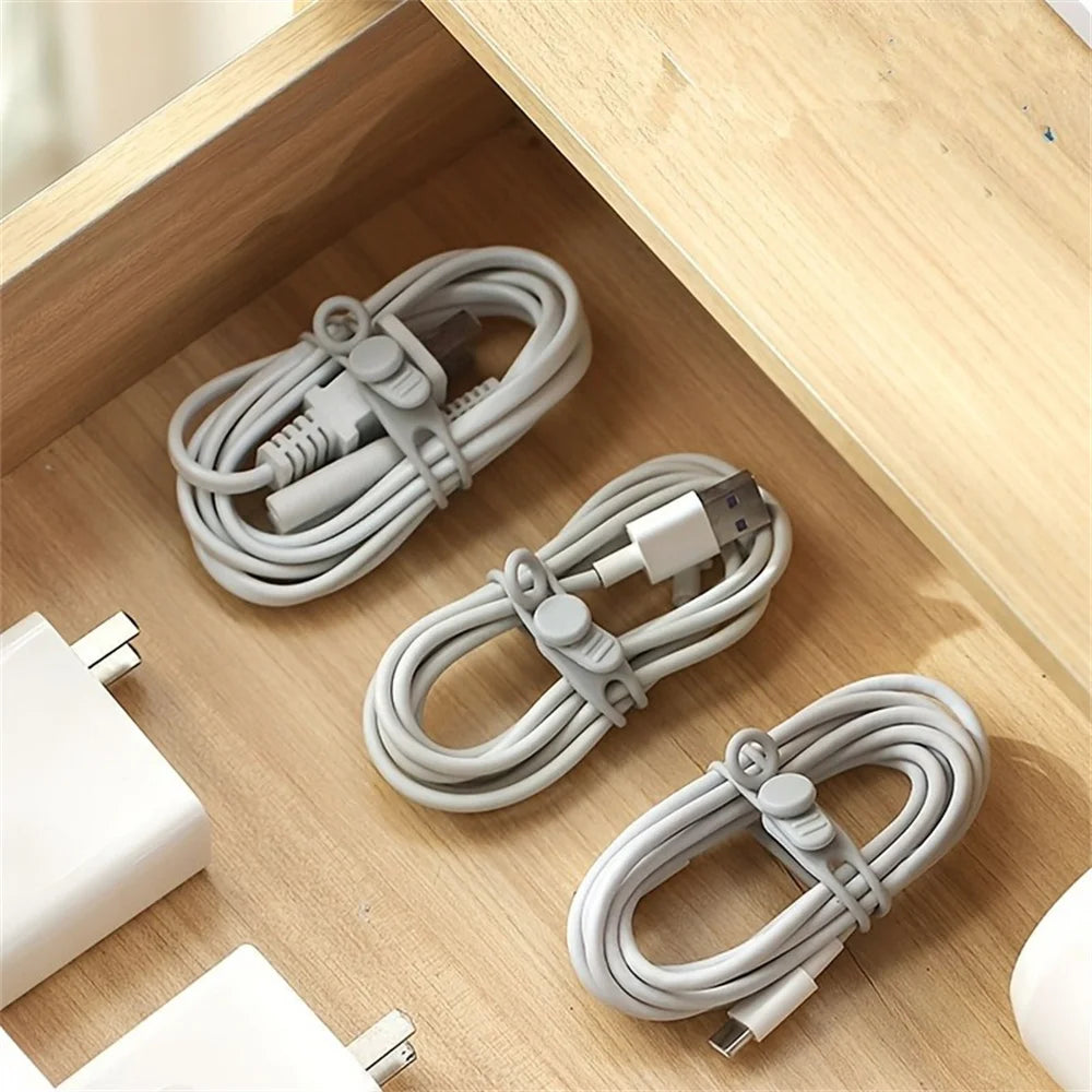 10/20pcs Reusable High-elasticity Silicone Cable Ties Stretchable Wire Storage Belt For Earphone/Phone/Computer Cable Organizer Qme