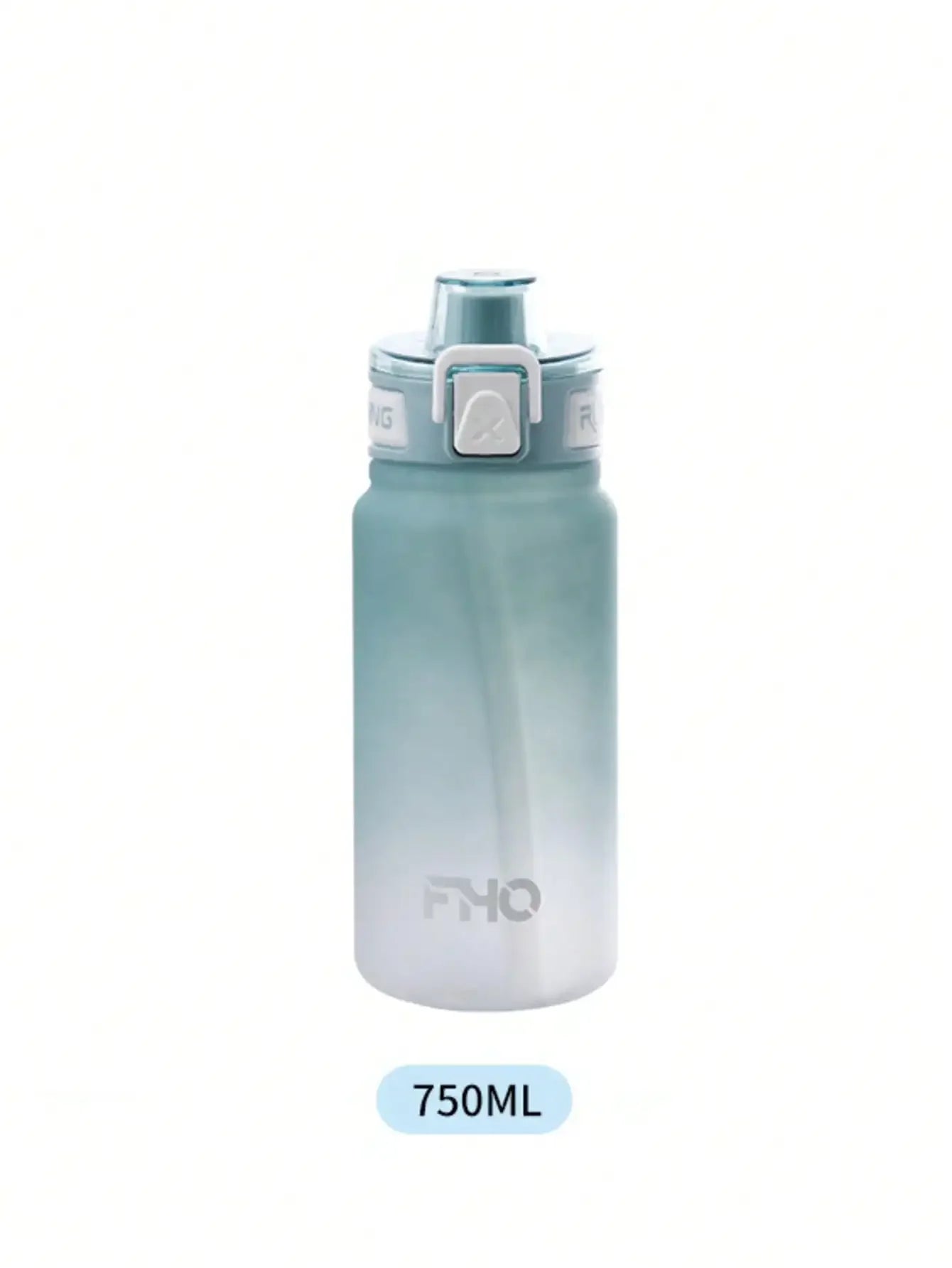 Outdoor Sports Portable Gradient Frosted Plastic Space Cup Straw Qme Sky Blue 750ml 500-1000ml