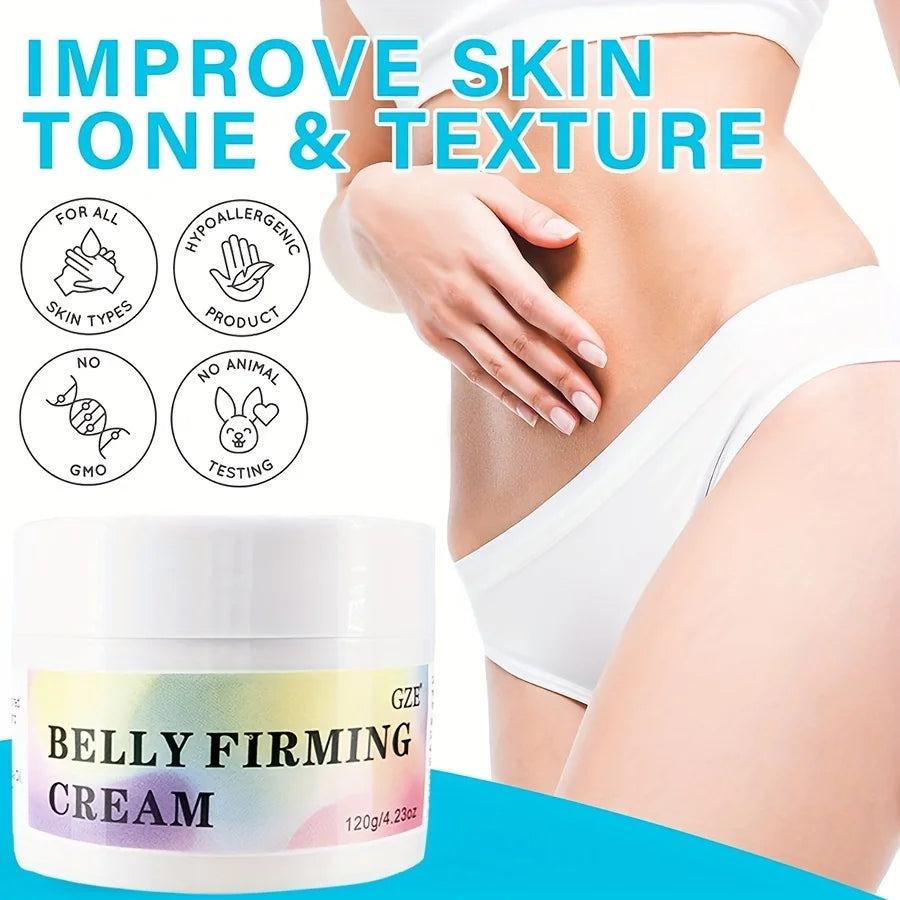 GZE Flat Belly Firming Cream - Skin Firming Smoothing Cream For Stomach, Thighs & Butt, Moisturizing Firming Lotion 120g Qme
