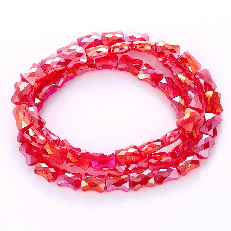 Bamboo Glass Beads AB Color Faceted Flat Curved Waist Column Crystal Loose Spacer Bead for DIY Crafts Earring Bracelet Jewelry Qme Color 1 8x11mm-60pcs