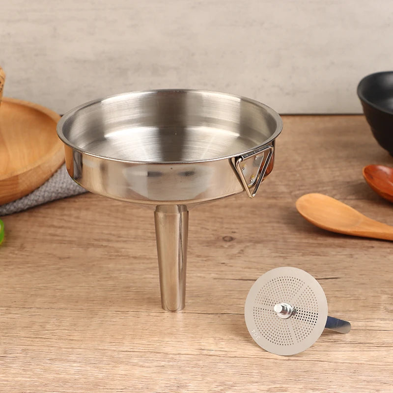 Stainless Steel Metal Funnel For Canning Kitchen Tools Kitchen Accessories Wide Mouth Funnels Bar Wine Beer Oil Flask Funnel Qme