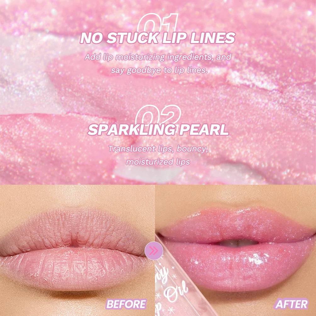 QIBEST Shimmer Lip Oil Gloss Sets Lip Plumper Moisturizing Makeup Color Change Lipgloss Glitter Tint Lip Balm Glossy Cosmetics Qme