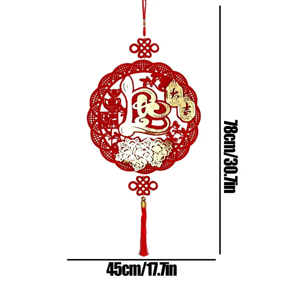Chinese New Year Decorations 2026 New Year Auspicious Decor Flocking Tree Ornaments Festival Charm for Home Office Car Door Wall Qme Style C