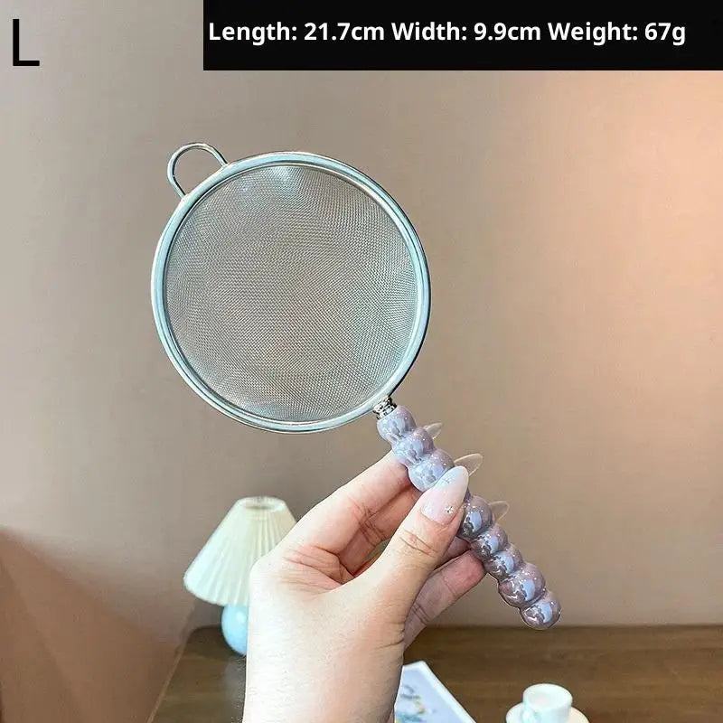 Tea Strainer Pearl Ceramic Handle Stainless Steel Fine Leak Mesh Qme Purple L