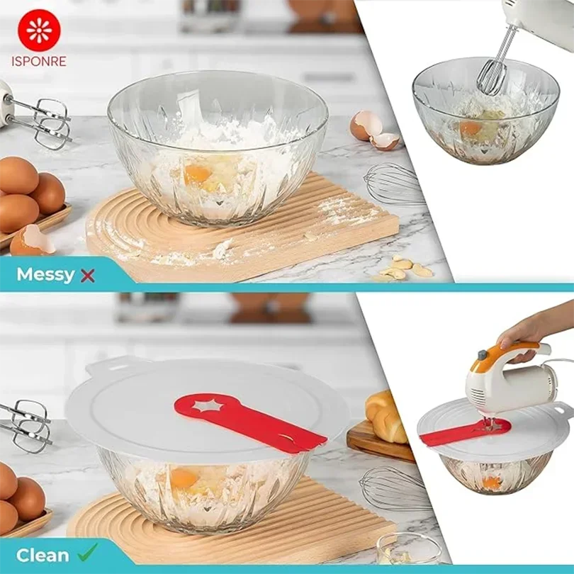 Beat Eggs Mixer Cover Silicone Anti Splash Cover Mixer Splatter Guard Bowl Surround Stirring Splash Cover Kitchen Accessory Qme