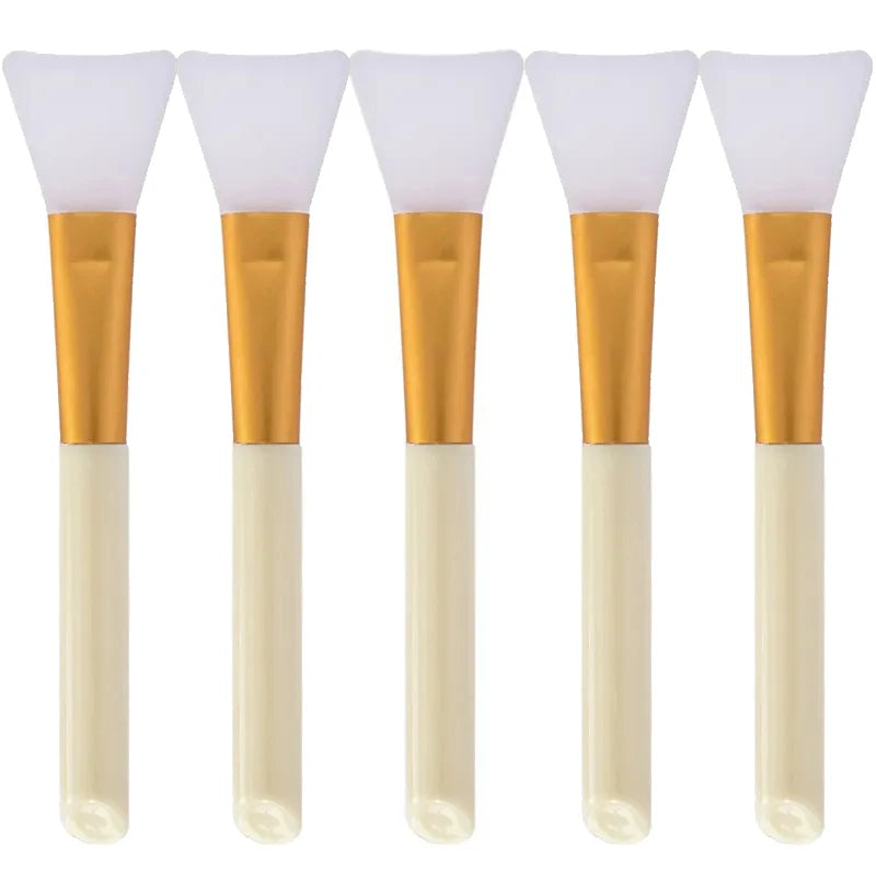 1/2/3/5-pack Silicone Facial Mask Brushes - Mild and Soft, Suitable for All Skin Types, Mud Film Brush DIY Adjusting Beauty Tool Qme Yellow 5pcs