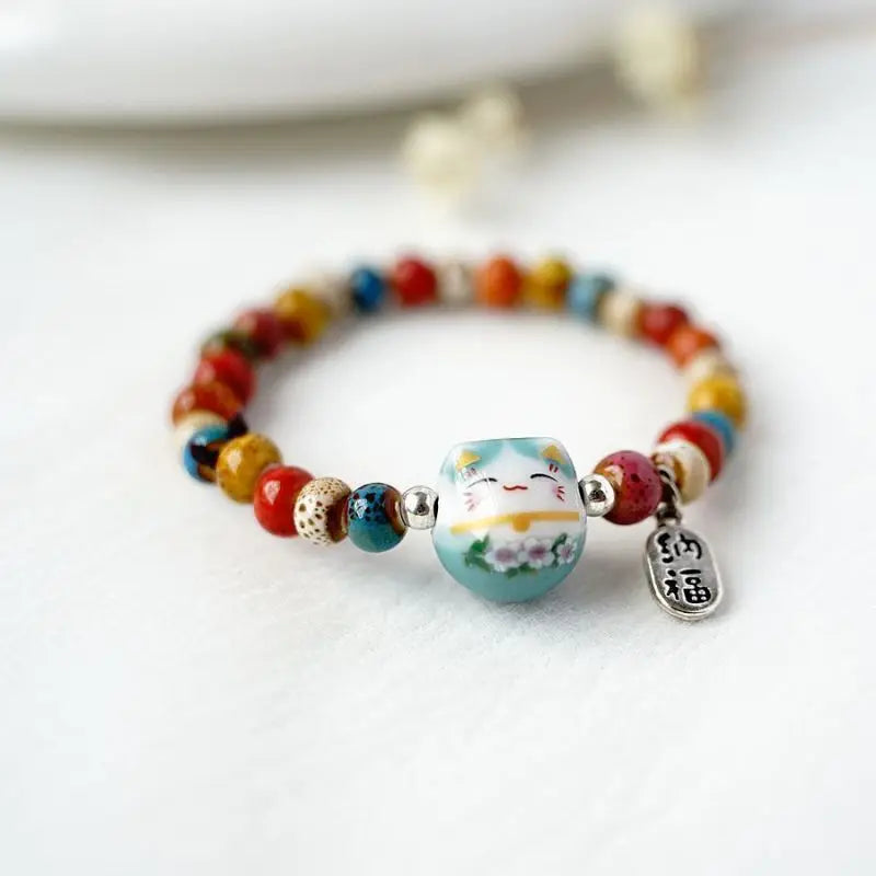 b03 Cat Bracelet For Girls Colorful Beaded Bracelets Harajuku Ceramics Anime Pendant Charm Bracelets Jewelry Gifts Wholesale Qme 9