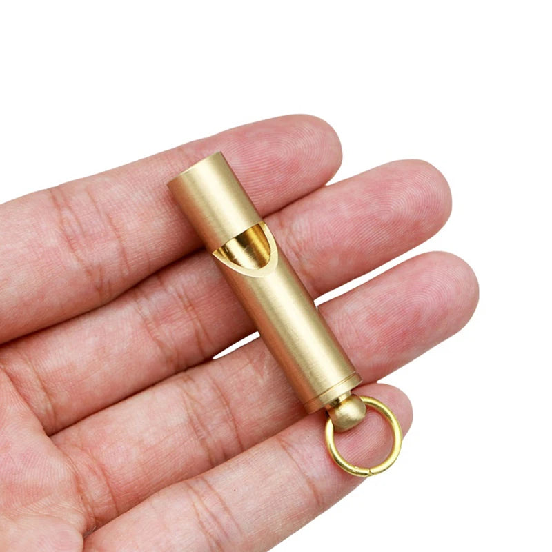 Brass Whistle Decibel Portable Outdoor Hiking Camping Life-saving Qme