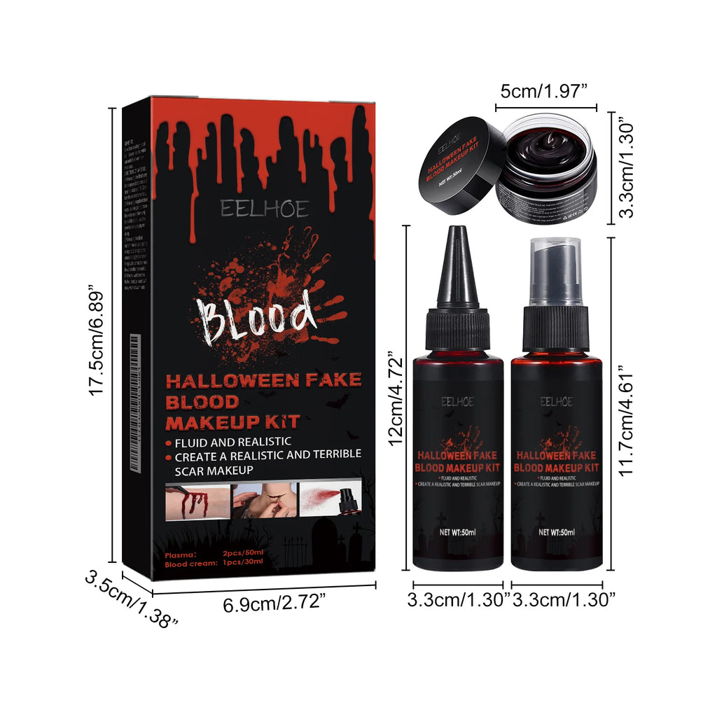 Halloween Fake Blood Makeup Kit Realistic Washable SFX Coagulated Blood Spray Cream For Cosplay Zombie Vampire Costume Party Qme