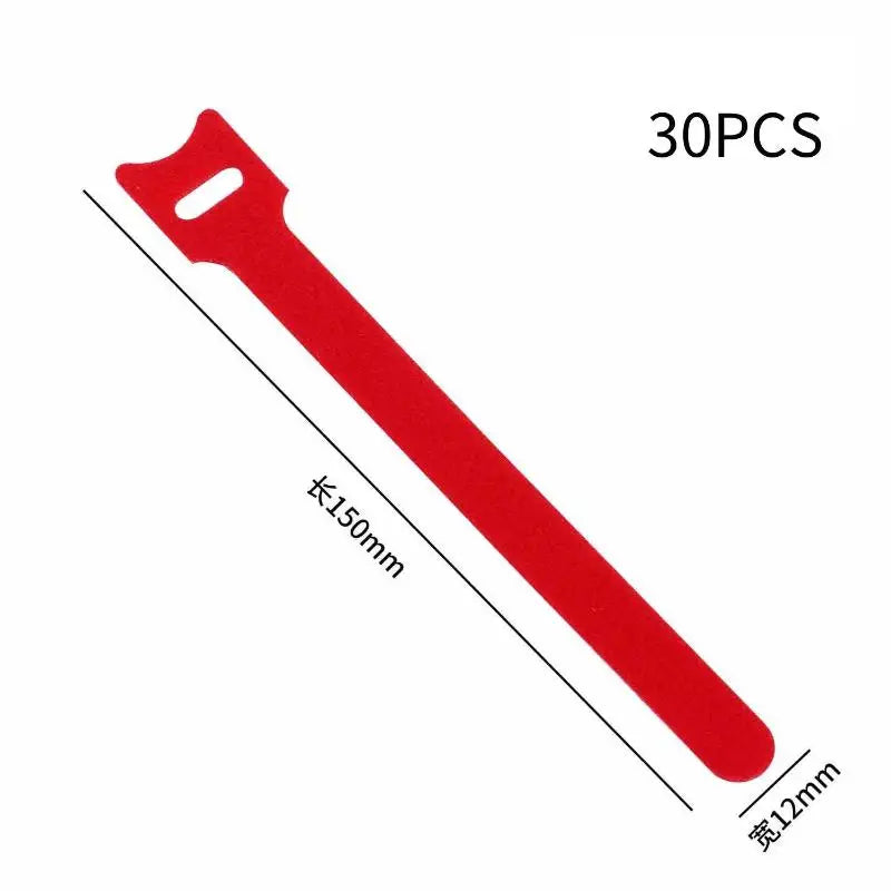 Organized Cable Setup 30 50 Reusable Hook Loop Straps Qme red 30pcs